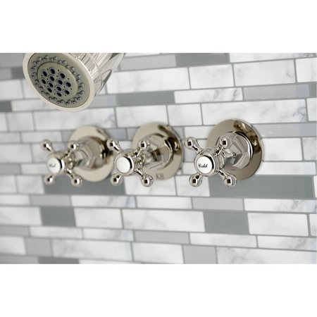 Kingston Brass KBX8136BX Three-Handle Tub and Shower Faucet, Polished Nickel KBX8136BX